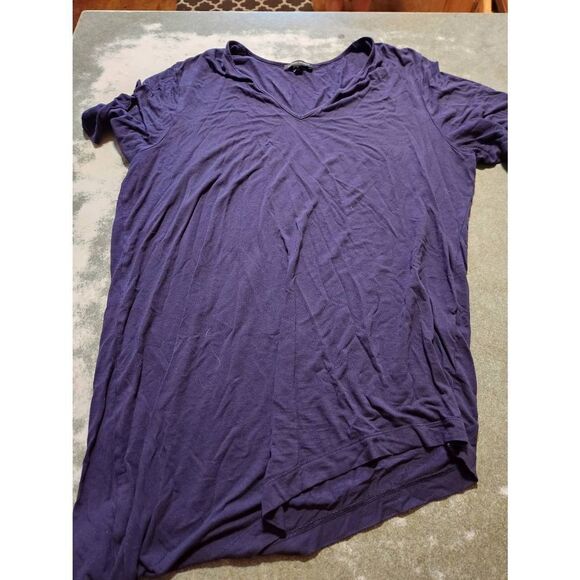 Universal Standard Genevette asymmetrical rayon navy v neck tee sz S (14-16) - Picture 2 of 5